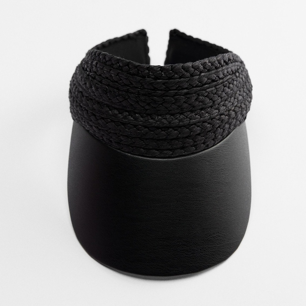 NWT. Zara Black Raffia Vizor. Size S-M. - Picture 1 of 11